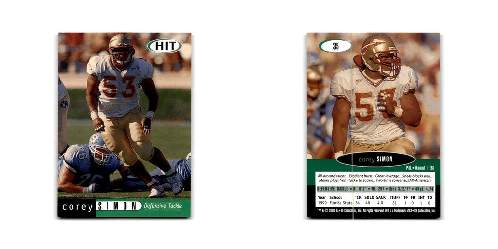 Corey Simon 2000 SAGE HIT #35 Florida State Seminoles Football Card NM