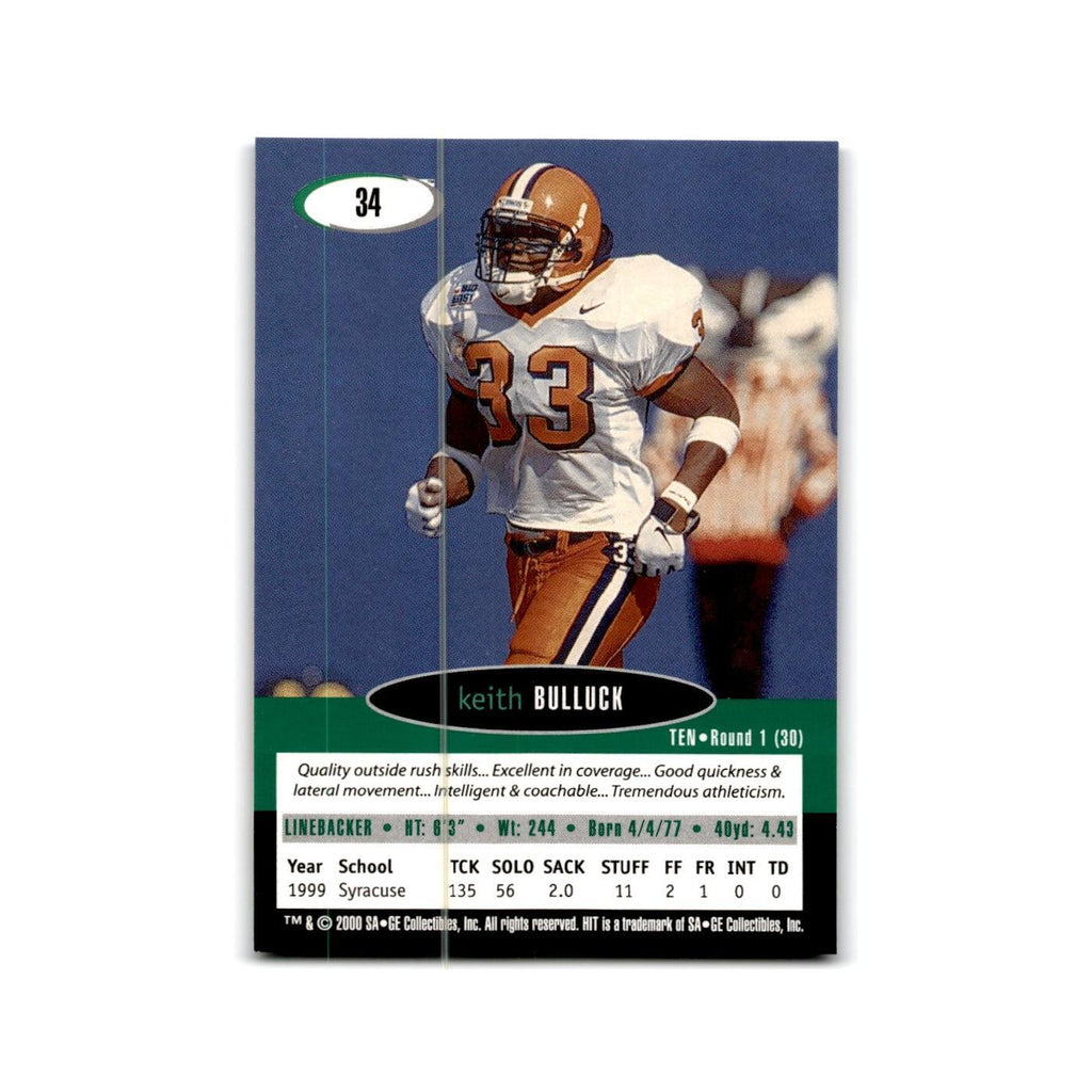 Keith Bulluck 2000 SAGE HIT #34 Syracuse Orangemen Football Card NM