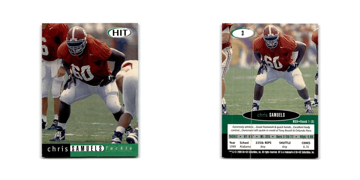 Chris Samuels 2000 SAGE HIT #3 Alabama Crimson Tide Football Card NM