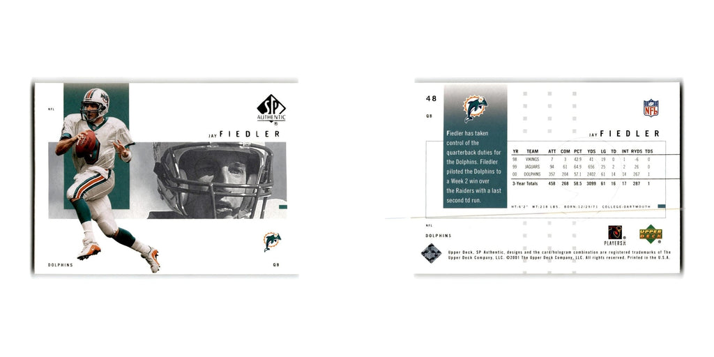 Jay Fiedler 2001 SP Authentic #48 Miami Dolphins Football Card NM