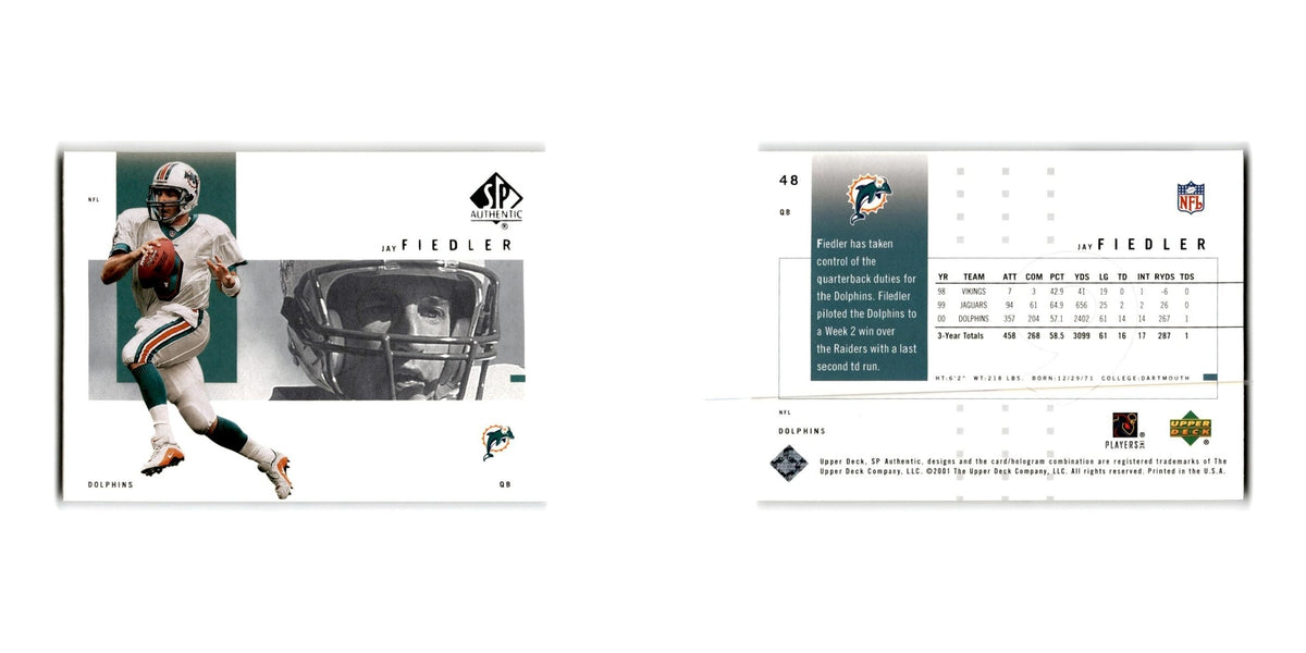 Jay Fiedler 2001 SP Authentic #48 Miami Dolphins Football Card NM