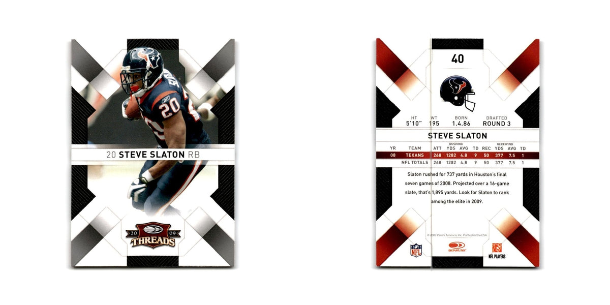 Steve Slaton 2009 Donruss Threads #40 Houston Texans Football Card NM