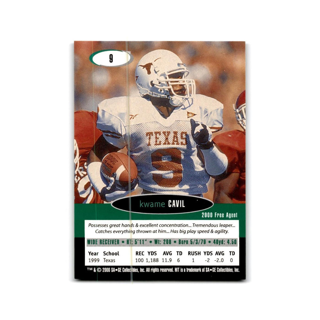 Kwame Cavil 2000 SAGE HIT #9 Texas Longhorns Football Card NM