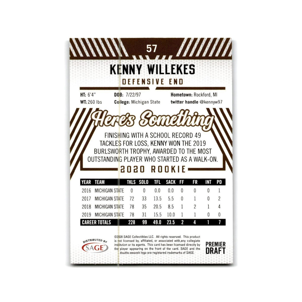 Kenny Willekes 2020 SAGE HIT #57 Michigan State Spartans Football Card NM