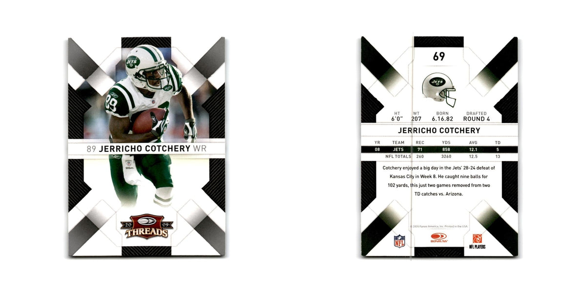 Jerricho Cotchery 2009 Donruss Threads #69 New York Jets Football Card NM