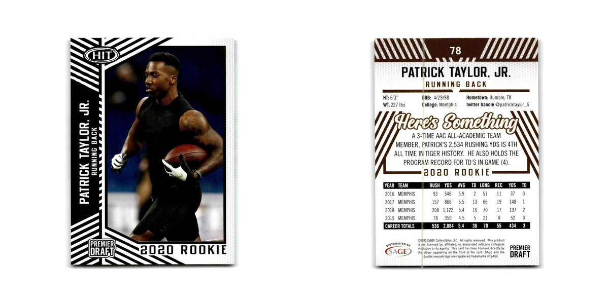Patrick Taylor Jr 2020 SAGE Hit #78 Memphis Tigers Football Card NM