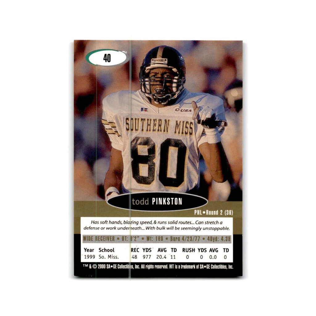 Todd Pinkston 2000 SAGE HIT NRG #40 Southern Miss Golden Eagles Football Card NM