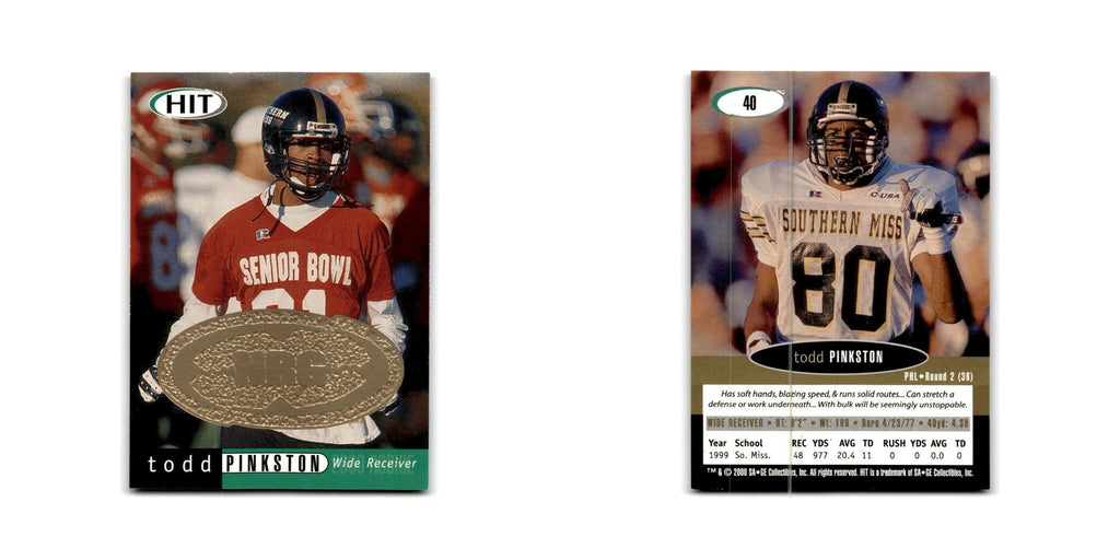 Todd Pinkston 2000 SAGE HIT NRG #40 Southern Miss Golden Eagles Football Card NM