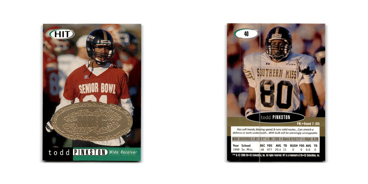 Todd Pinkston 2000 SAGE HIT NRG #40 Southern Miss Golden Eagles Football Card NM