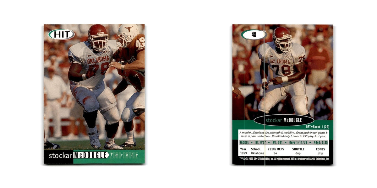Stockar McDougle 2000 SAGE HIT #48 Oklahoma Sooners Football Card NM