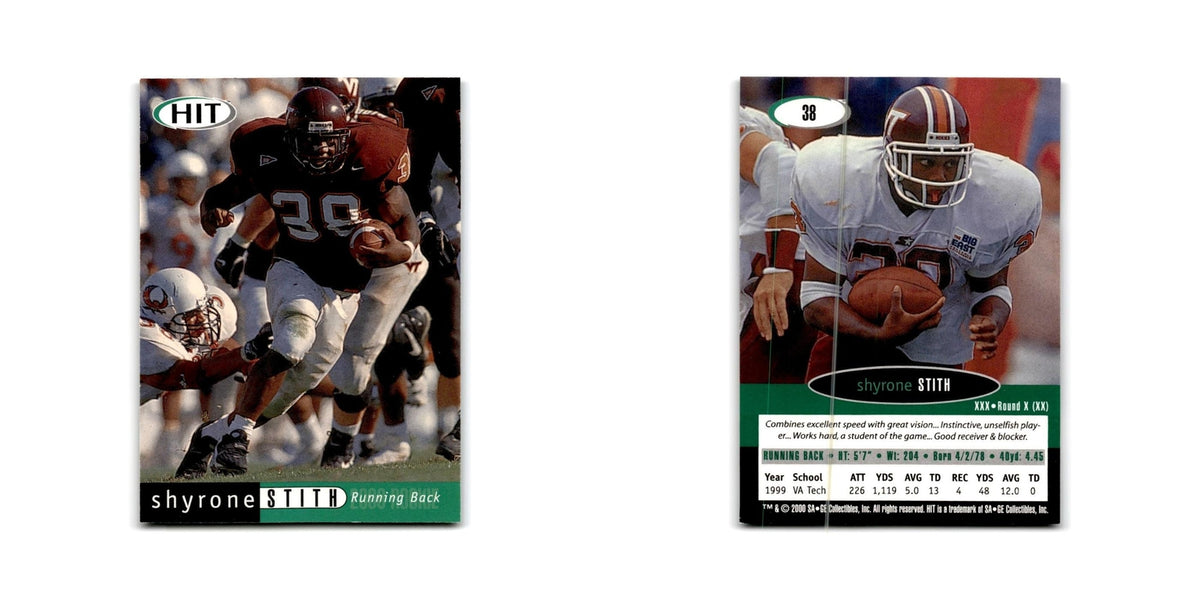 Shyrone Stith 2000 SAGE HIT #38 Virginia Tech Hokies Football Card NM