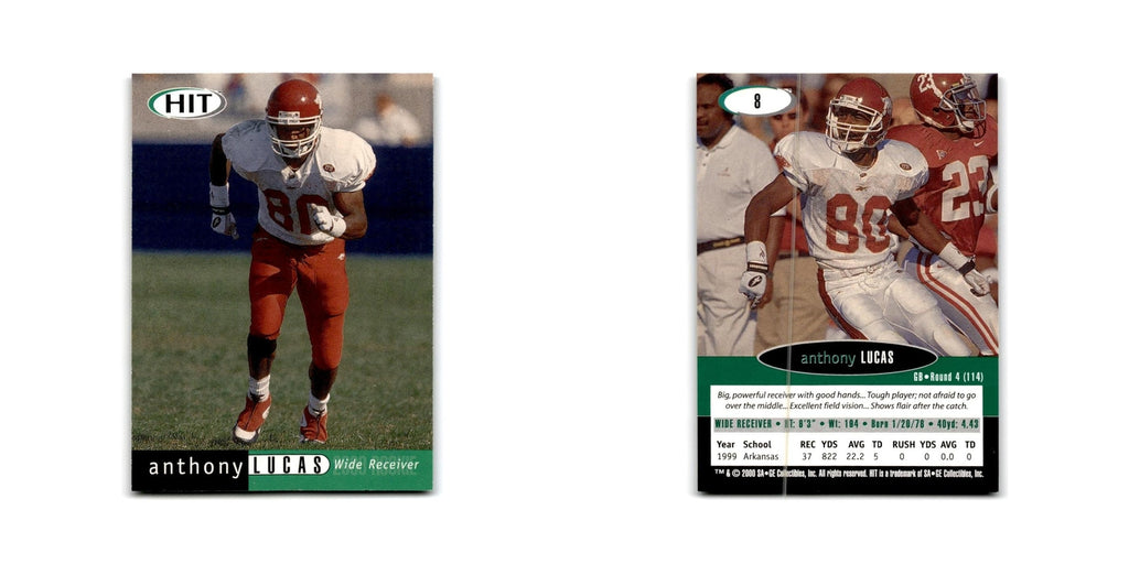 Anthony Lucas 2000 SAGE HIT #8 Arkansas Razorbacks Football Card NM