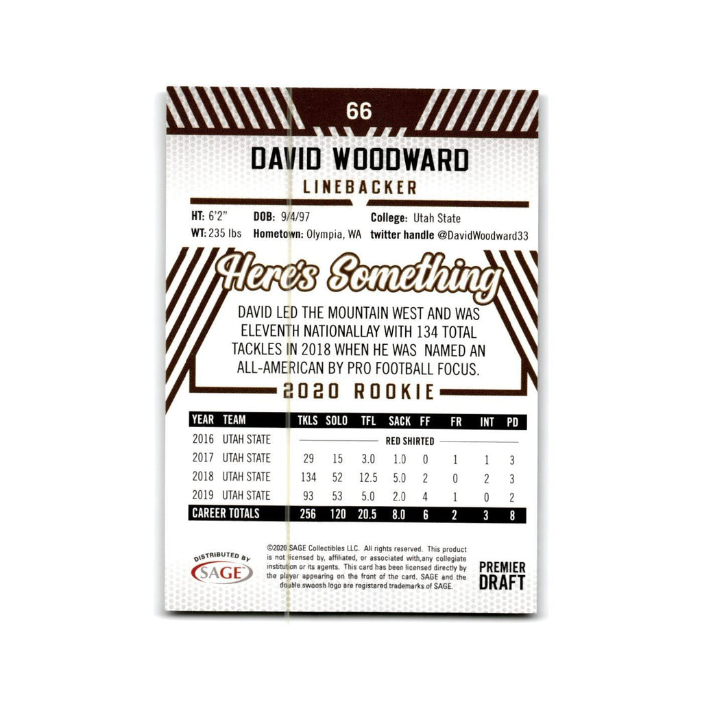 David Woodward 2020 SAGE HIT #66 Utah State Aggies Football Card NM