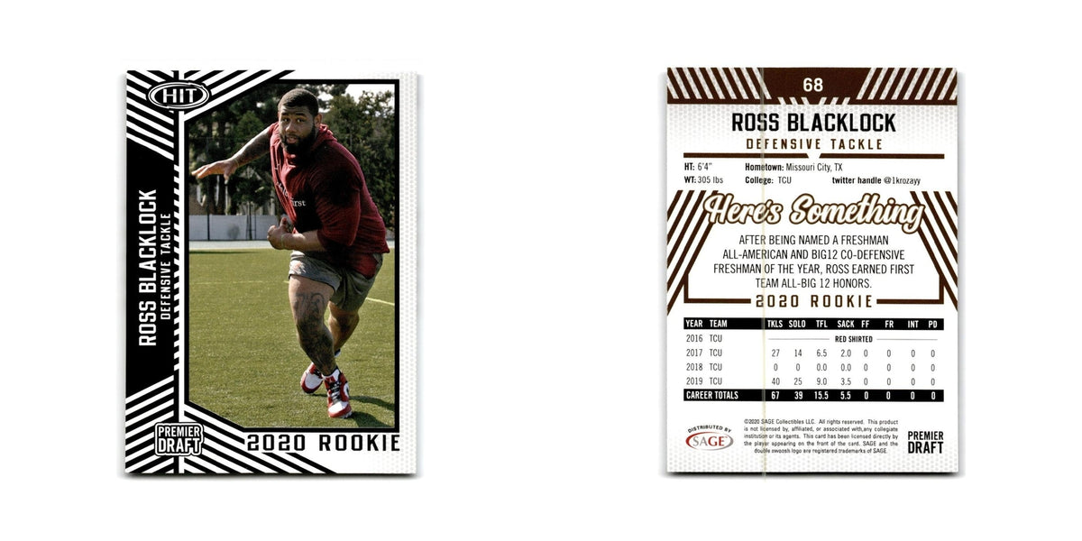 Ross Blacklock 2020 SAGE HIT #68 TCU Horned Frogs Football Card NM