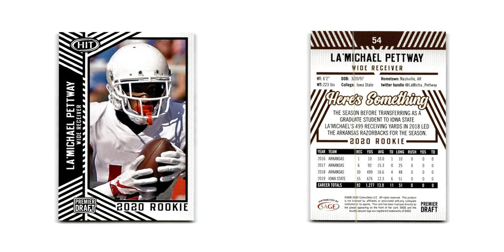 La'Michael Pettway 2020 SAGE HIT #54 Iowa State Cyclones Football Card NM
