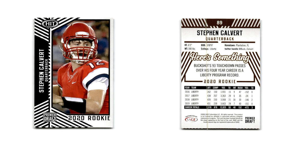 Stephen Buckshot Calvert 2020 SAGE HIT #89 Liberty Flames Football Card NM
