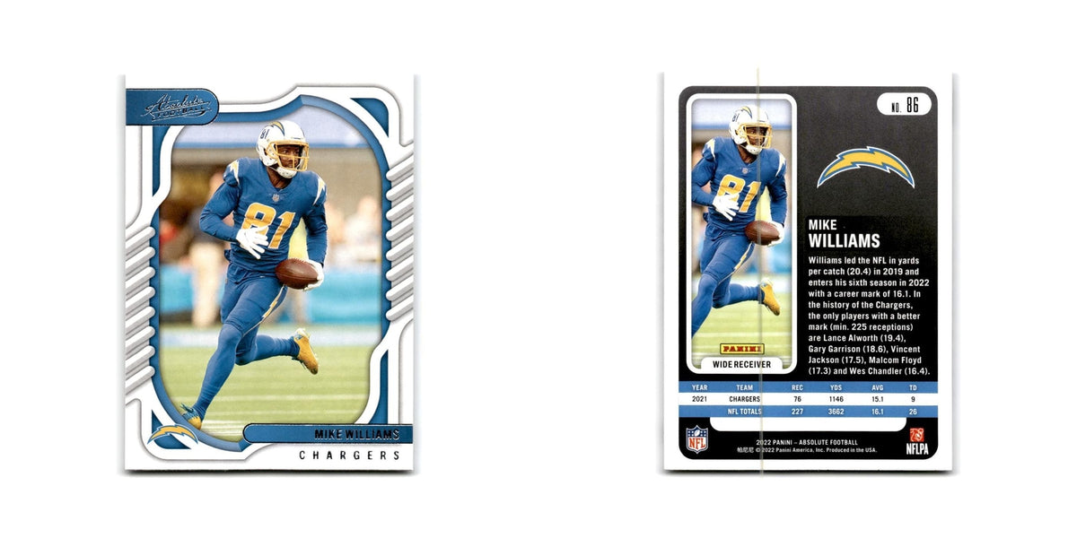 Mike Williams 2022 Panini Absolute #86 Los Angeles Chargers Football Card NM