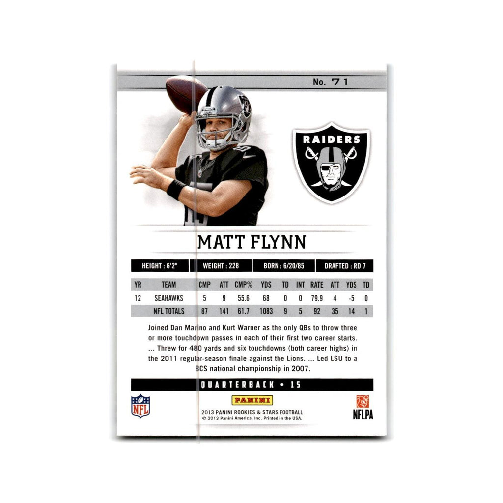 Matt Flynn 2013 Panini Rookies & Stars #71 Oakland Raiders Football Card NM