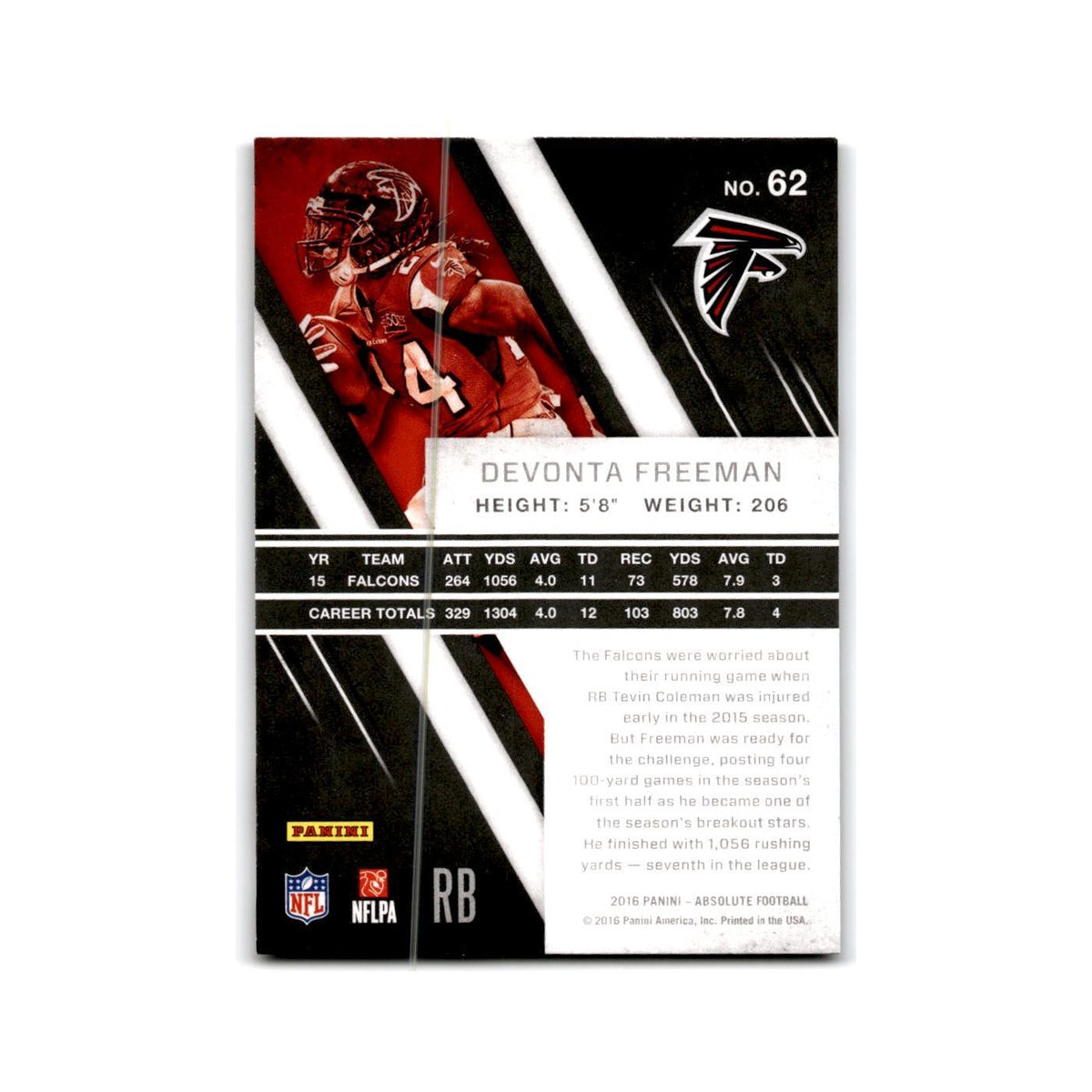Devonta Freeman 2016 Panini Absolute #62 Atlanta Falcons Football Card NM