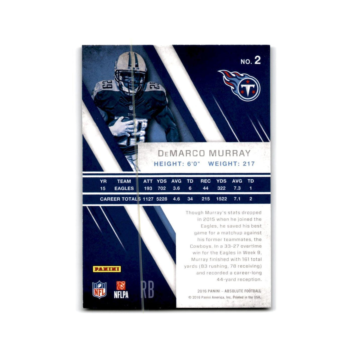 DeMarco Murray 2016 Panini Absolute #2 Tennessee Titans Football Card NM