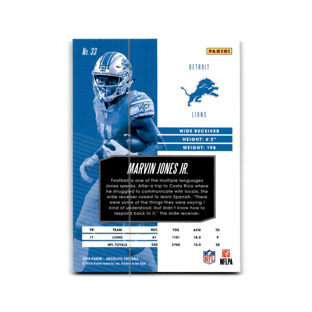 Marvin Jones Jr. 2018 Panini Absolute #33 Detroit Lions Football Card NM