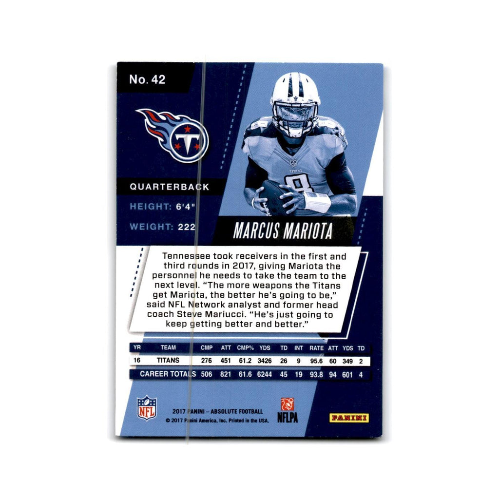 Marcus Mariota 2017 Panini Absolute #42 Tennessee Titans Football Card NM
