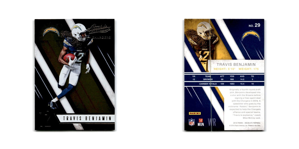 Travis Benjamin 2016 Panini Absolute #29 San Diego Chargers Football Card NM