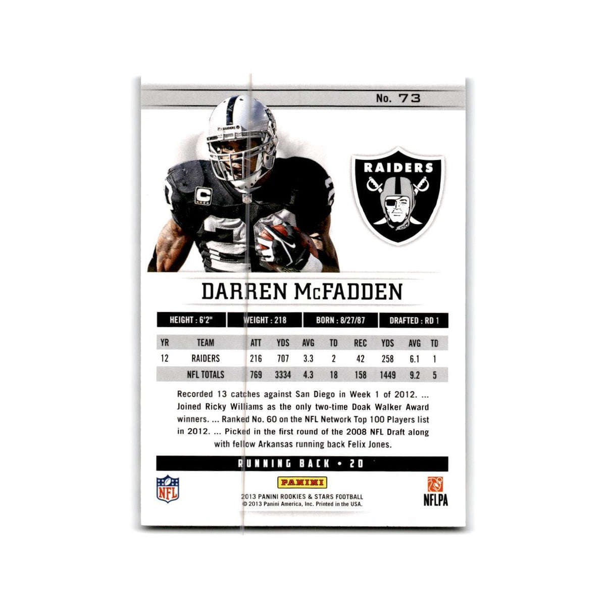 Darren McFadden 2013 Panini Rookies & Stars #73 Oakland Raiders Football Card NM