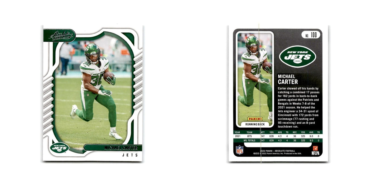 Michael Carter 2022 Panini Absolute #100 New York Jets Football Card NM