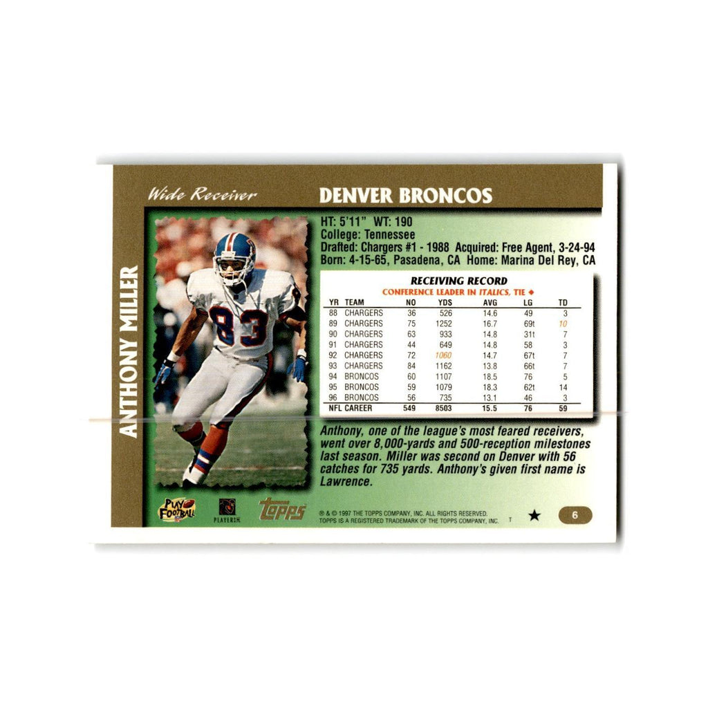 Anthony Miller 1997 Topps #6 Denver Broncos Football Card NM
