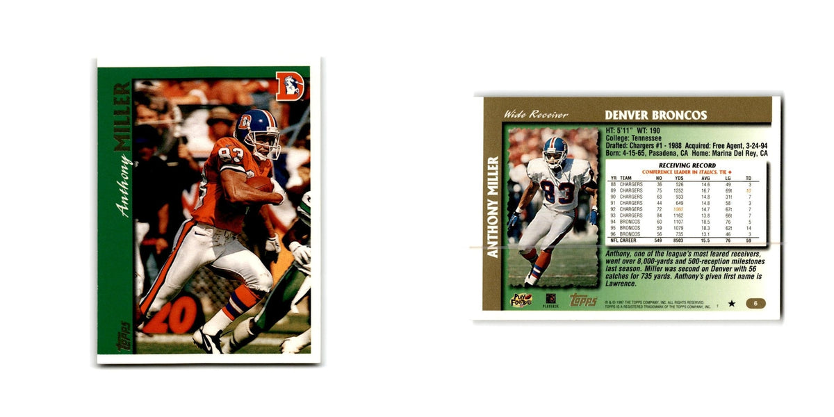 Anthony Miller 1997 Topps #6 Denver Broncos Football Card NM