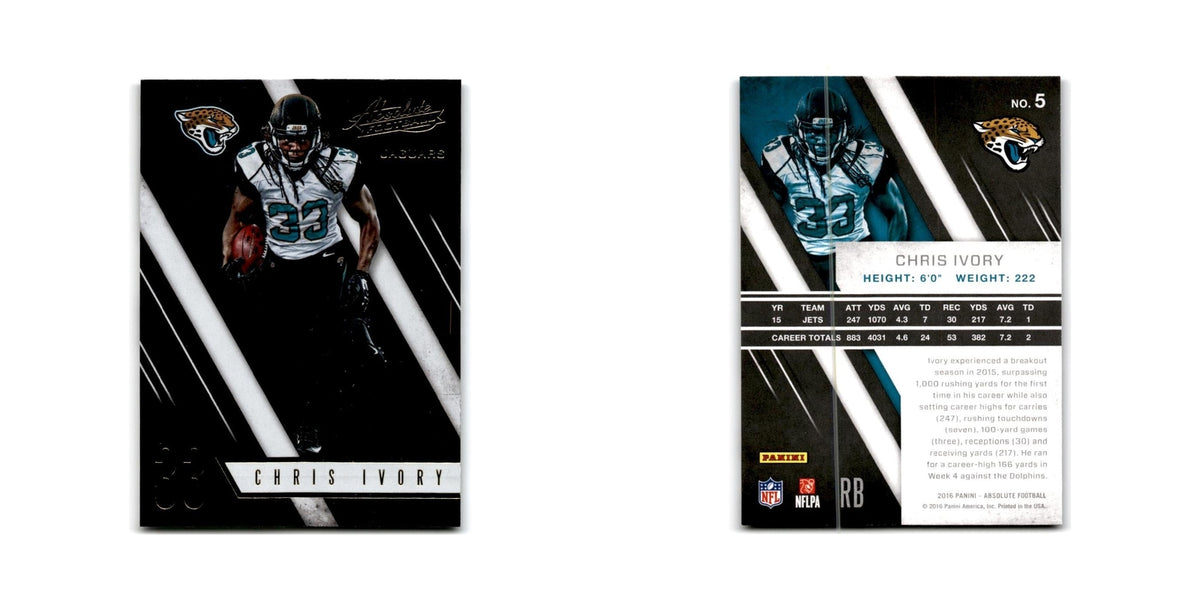 Chris Ivory 2016 Panini Absolute #5 Jacksonville Jaguars Football Card NM