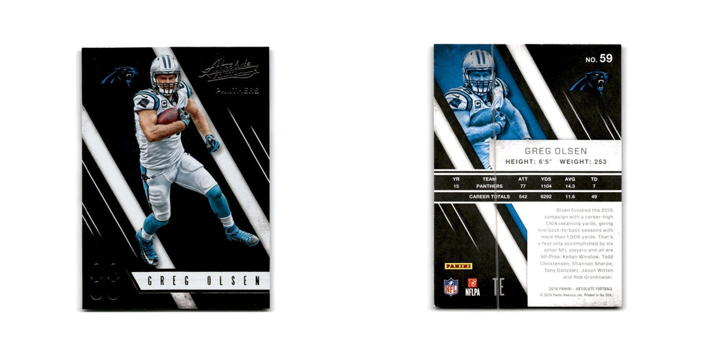 Greg Olsen 2016 Panini Absolute #59 Carolina Panthers Football Card NM