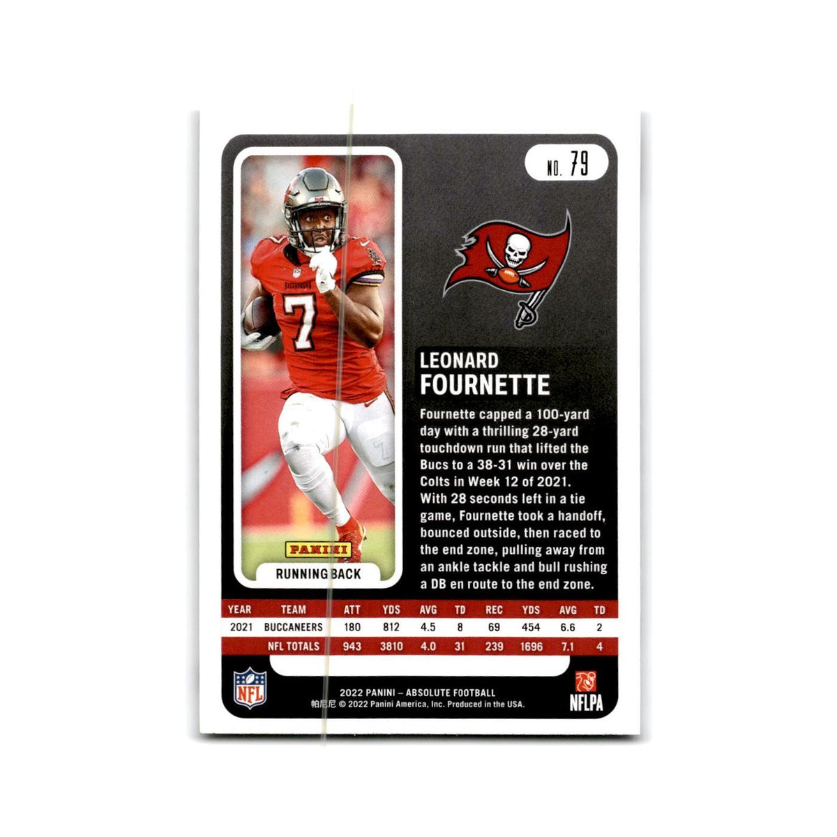 Leonard Fournette 2022 Panini Absolute #79 Tampa Bay Buccaneers Football Card NM
