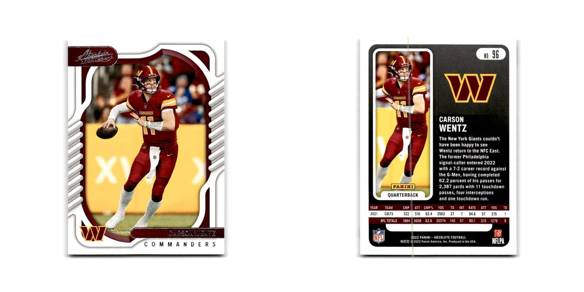 Carson Wentz 2022 Panini Absolute #96 Washington Commanders Football Card NM