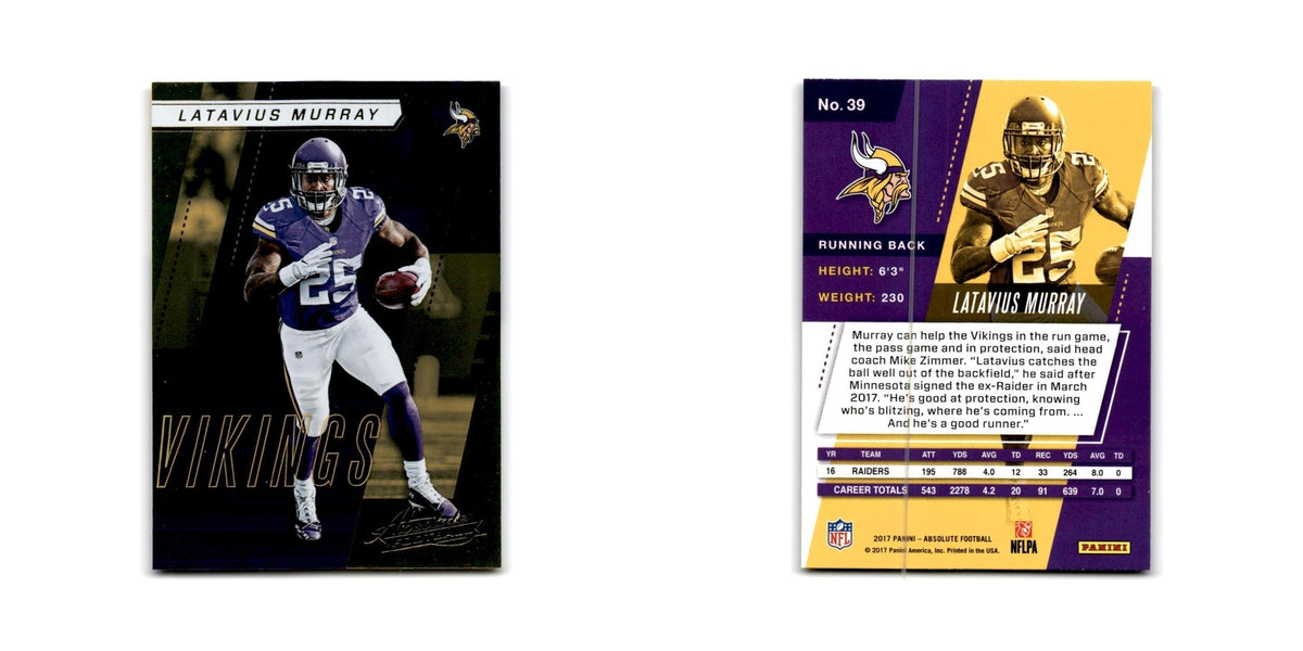 Latavius Murray 2017 Panini Absolute #39 Minnesota Vikings Football Card NM