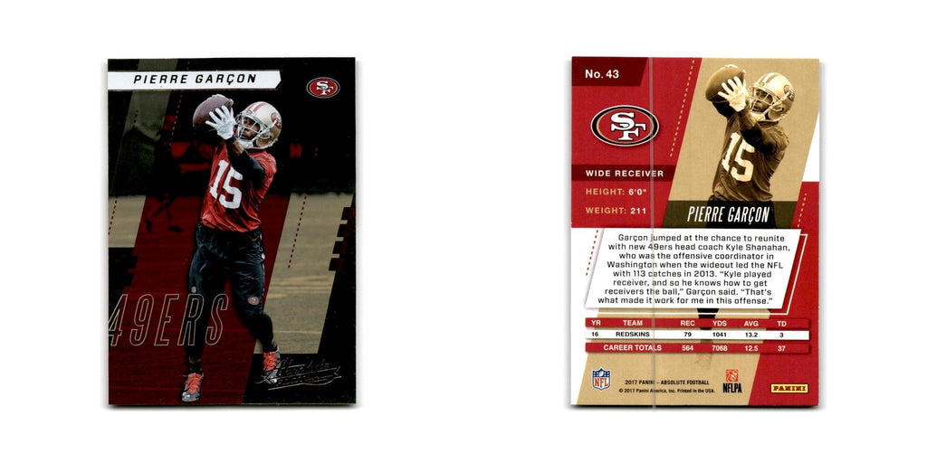 Pierre Garcon 2017 Panini Absolute #43 San Francisco 49ers Football Card NM