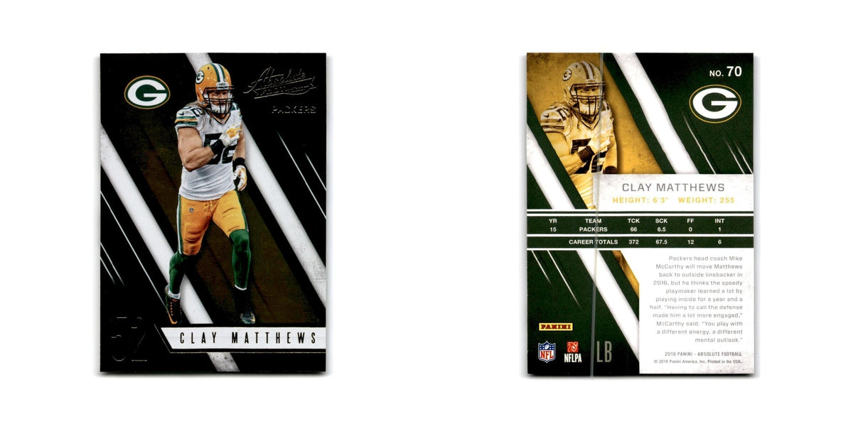 Clay Matthews 2016 Panini Absolute #70 Green Bay Packers Football Card NM