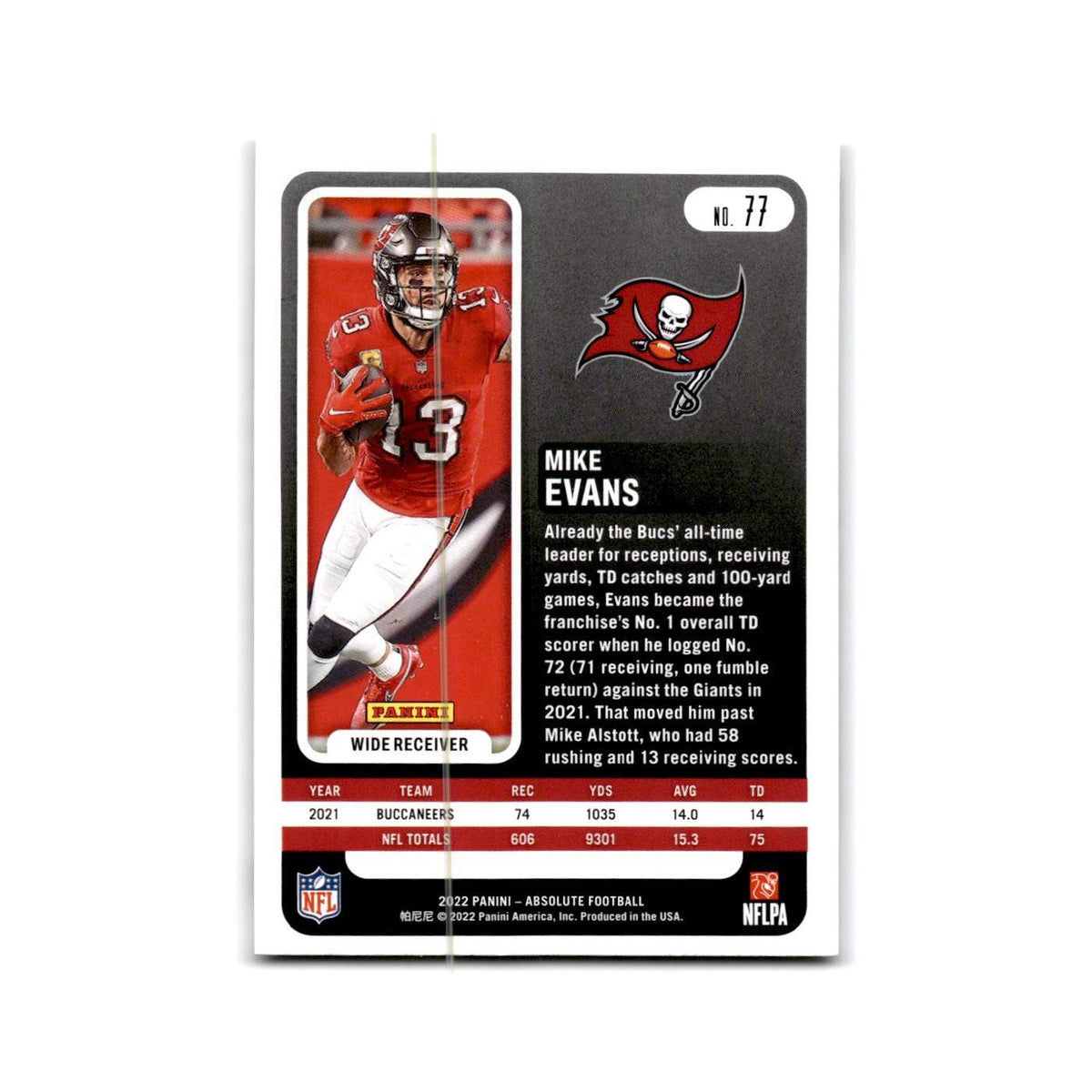 Mike Evans 2022 Panini Absolute #77 Tampa Bay Buccaneers Football Card NM