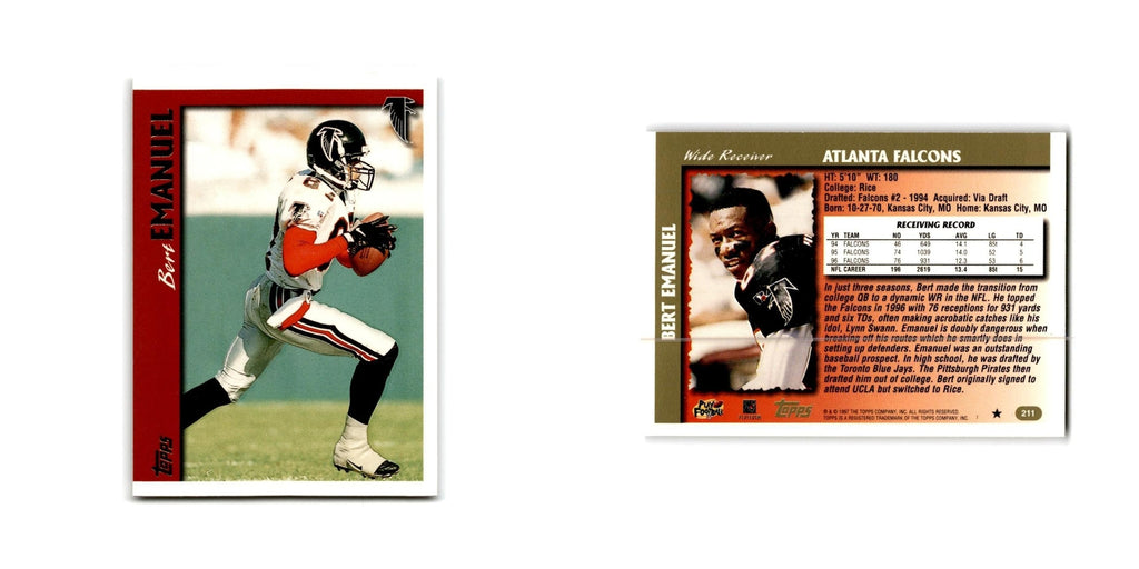 Bert Emanuel 1997 Topps #211 Atlanta Falcons Football Card NM