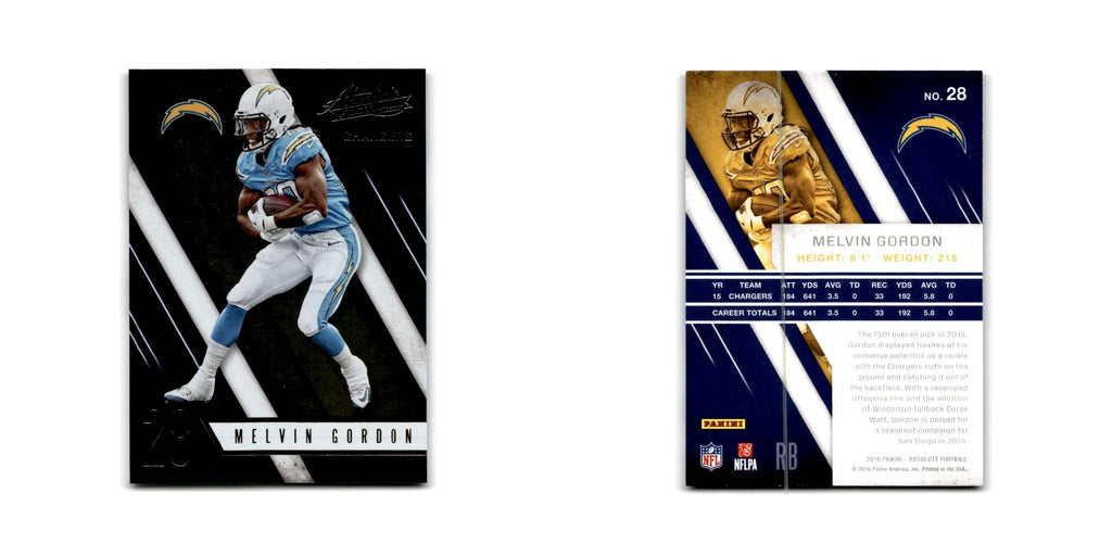 Melvin Gordon 2016 Panini Absolute #28 San Diego Chargers Football Card NM