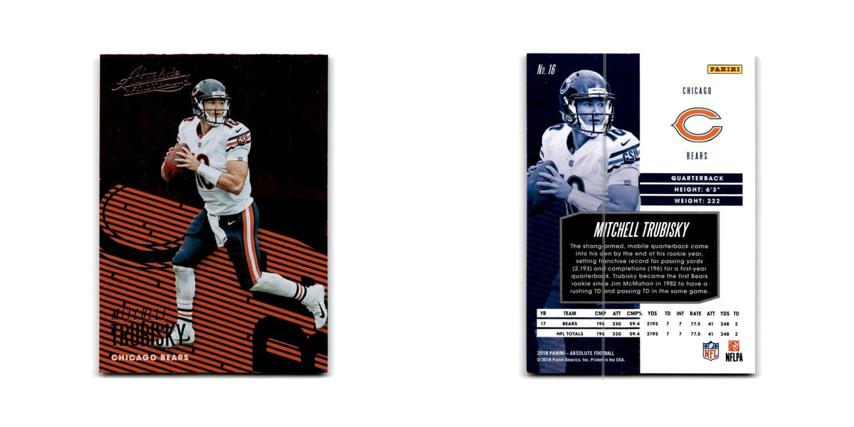 Mitchell Trubisky 2018 Panini Absolute #16 Chicago Bears Football Card NM