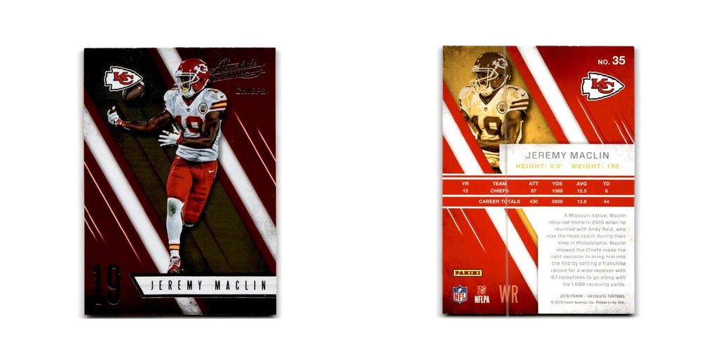 Jeremy Maclin 2016 Panini Absolute #35 Kansas City Chiefs Football Card NM