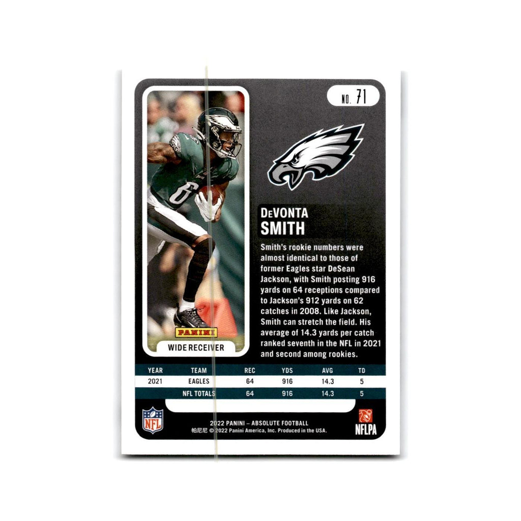 DeVonta Smith 2022 Panini Absolute #71 Philadelphia Eagles Football Card NM
