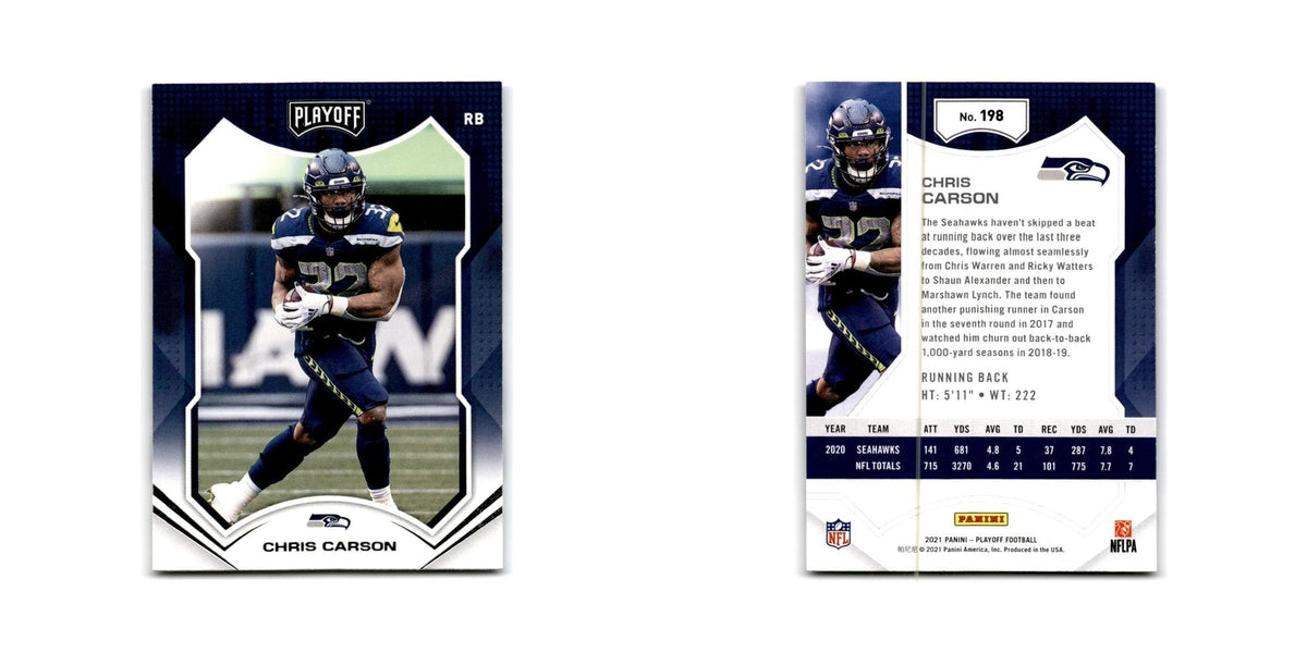 Chris Carson 2021 Panini Playoff #198 Seattle Seahawks Football Card NM