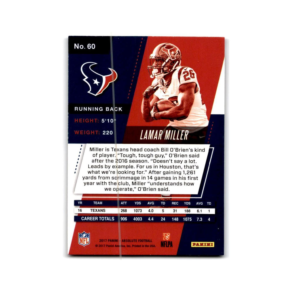 Lamar Miller 2017 Panini Absolute #60 Houston Texans Football Card NM