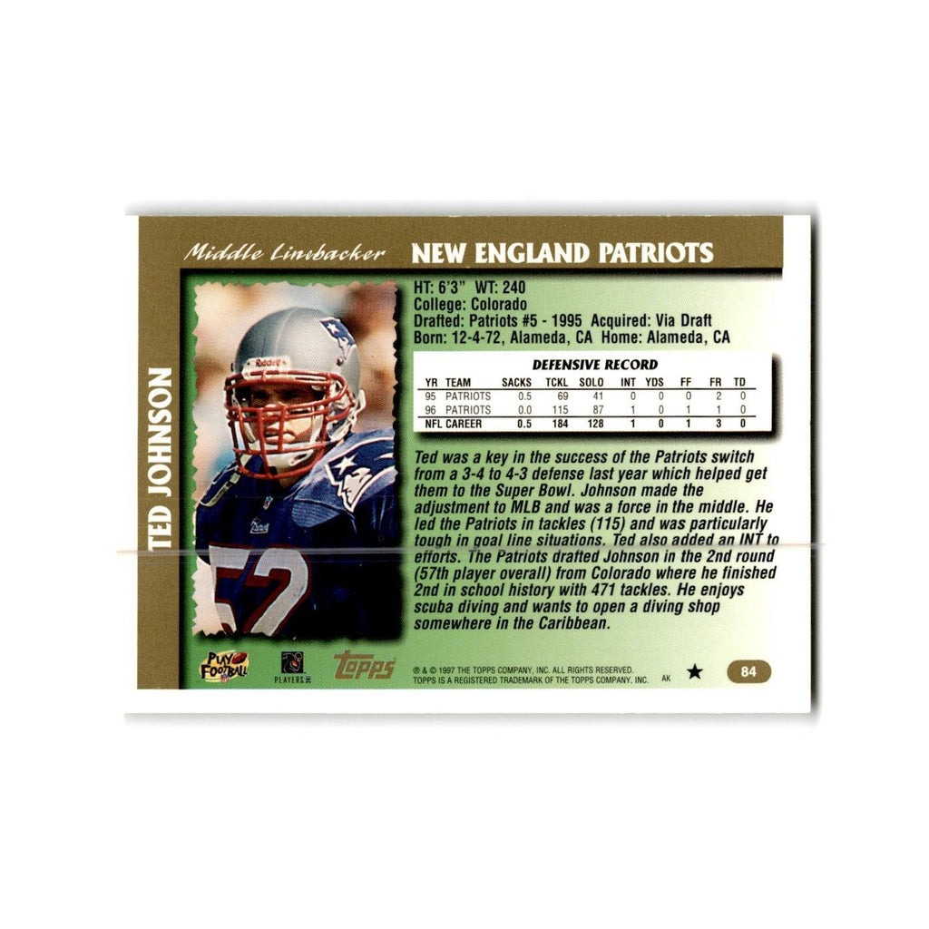 Ted Johnson 1997 Topps #84 New England Patriots Football Card NM