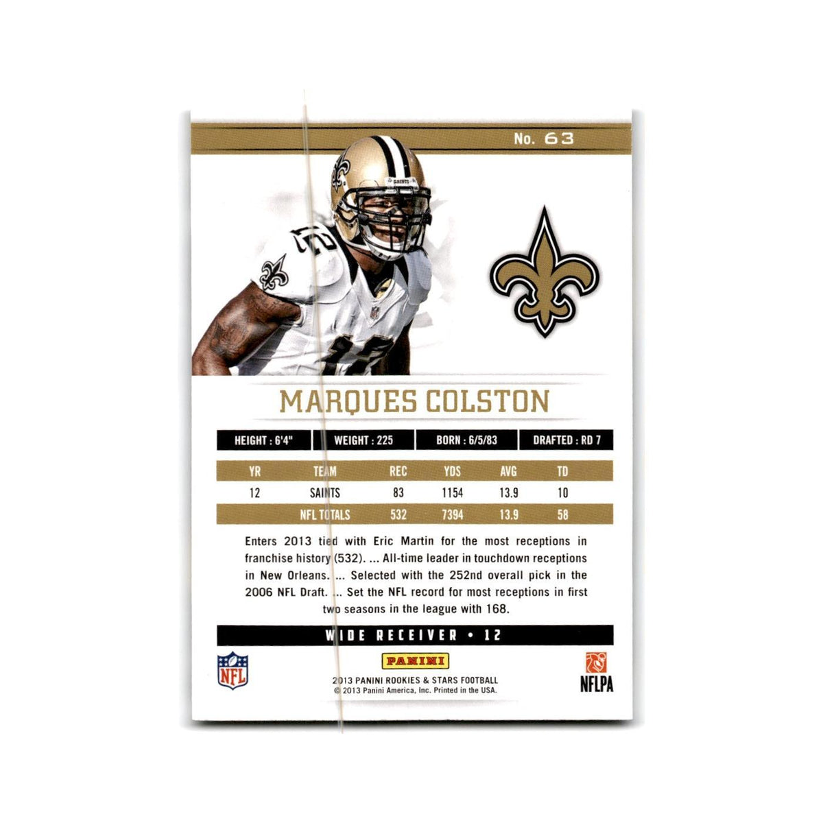 Marques Colston 2013 Panini Rookies & Stars #63 New Orleans Saints NM