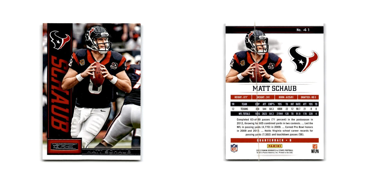 Matt Schaub 2013 Panini Rookies & Stars #41 Houston Texans Football Card NM