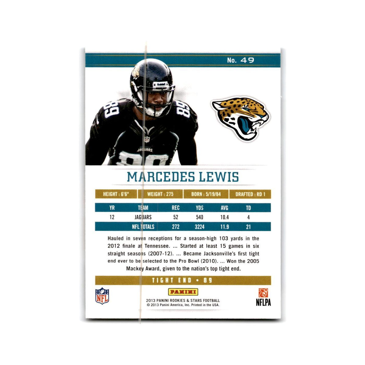 Marcedes Lewis 2013 Panini Rookies & Stars #49 Jacksonville Jaguars NM